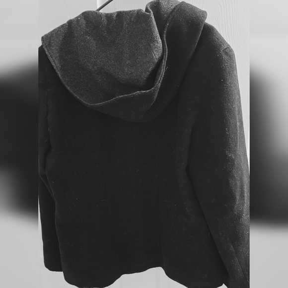 Black Coat by Charles Klein with Grey Wool Women Size Large - Picture 6 of 6